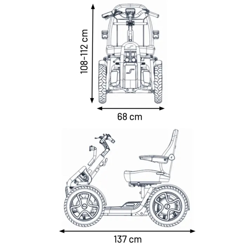 Motus - Sterling Scoozy S800 All Terrain Mobility Scooter dimensions