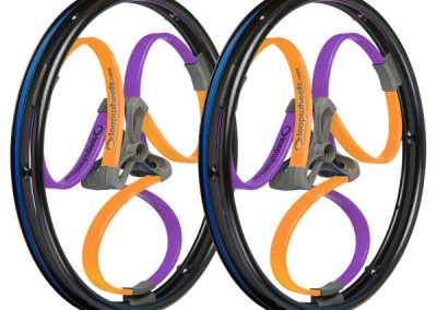 Purple and Orange Wheelchair Wheels